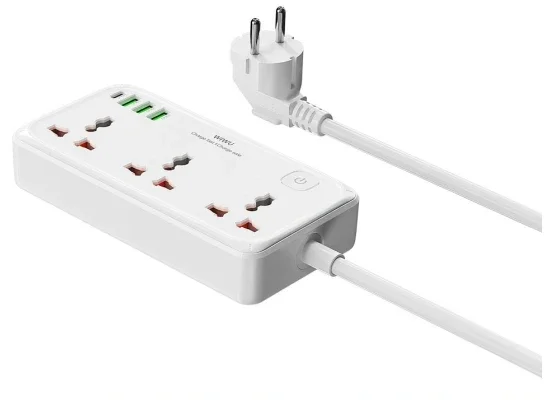 مشترك كهربائي WIWU Wi-S005 ‏7 في 1 بتقنية GaN وشحن USB-C PD بقدرة 30 واط، 4000 واط، أبيض - Thumbnail 6