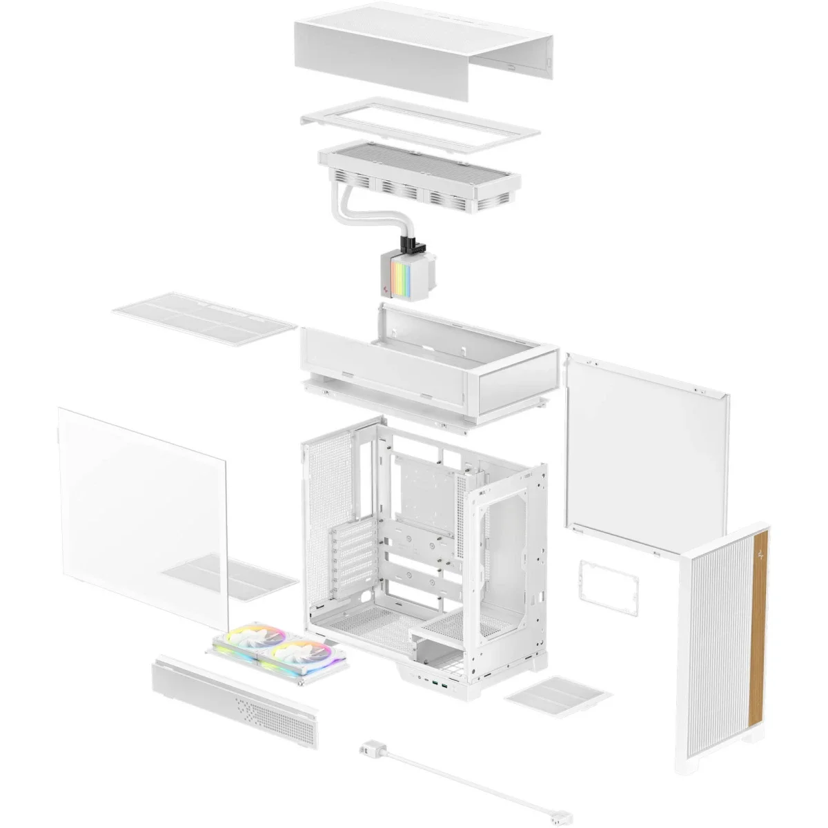 DeepCool CL6600 Mid-Tower Computer Case with Pre-installed 360mm ARGB Liquid Cooler and 2x FL12R SE ARGB Fans - White - Image 8