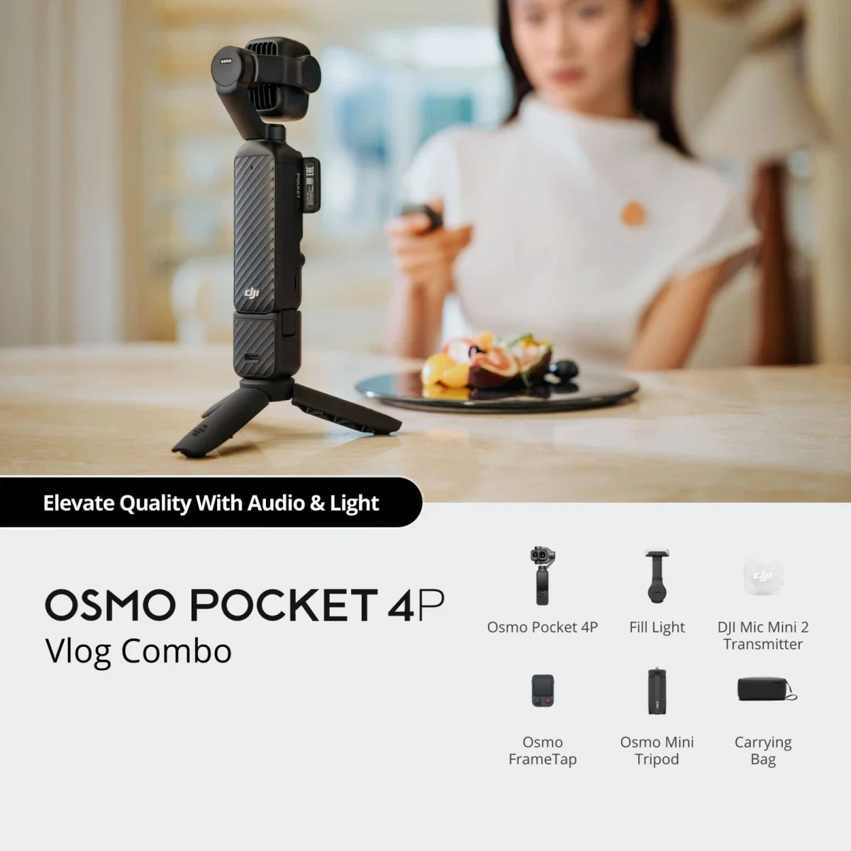 DJI Osmo Pocket 4P Vlog Combo 4K 240fps Gimbal Camera, 37MP, Black - Thumbnail 2