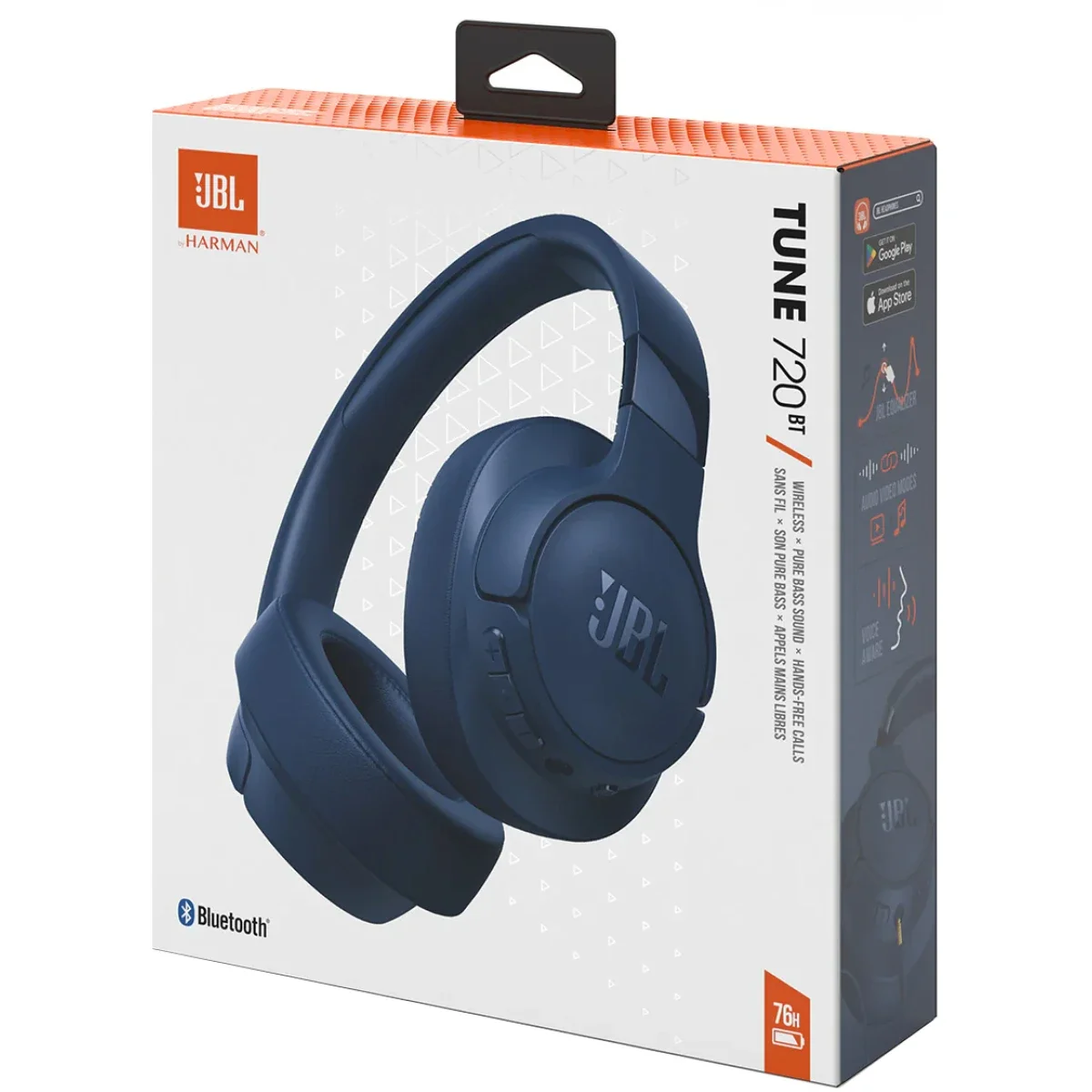 JBL Tune 720BT Wireless Over-Ear Headphones with Pure Bass Sound, Bluetooth 5.3, 76H Battery Life - Blue