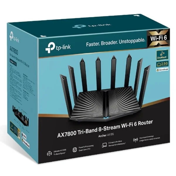راوتر TP-LINK Archer AX95 AX7800 ثلاثي النطاق 8-Stream Wi‑Fi 6 - Image 2