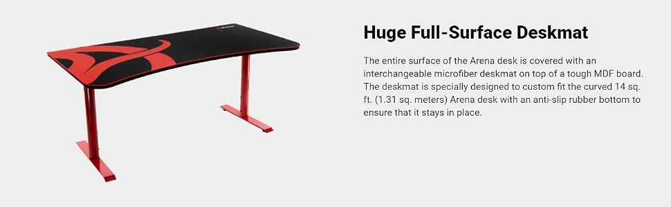 Arozzi Arena Ultrawide Curved Gaming Desk with Water-Resistant Mat, 160 cm, Pink - Image 6