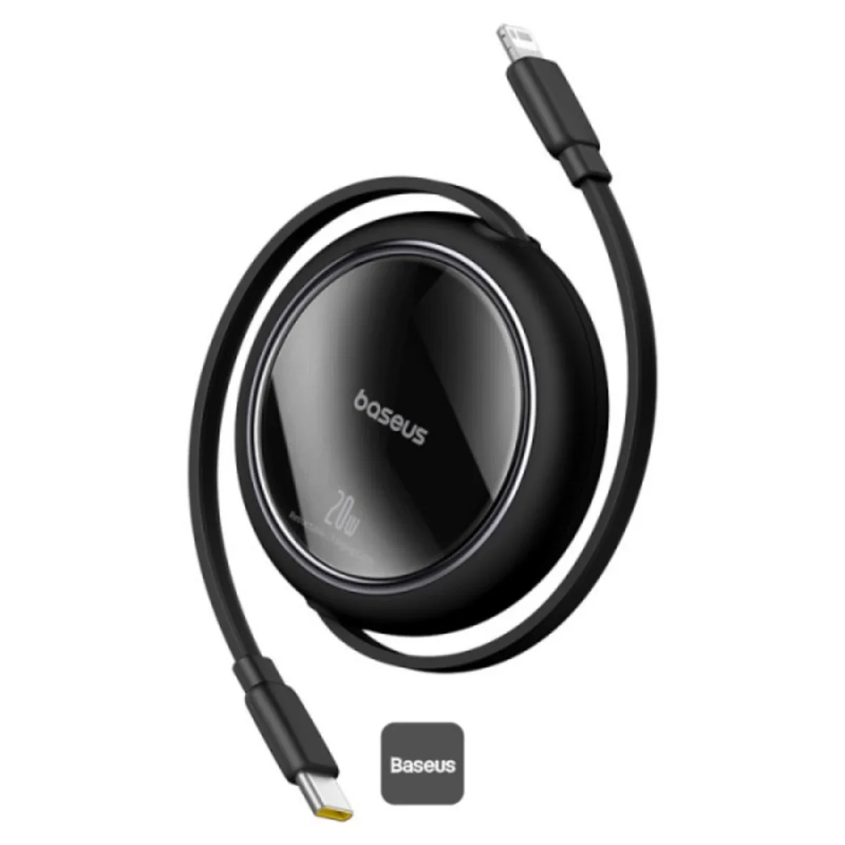 كابل Baseus Free2Pull Mini قابل للسحب من USB-C إلى Lightning بقدرة 20W وطول 1 متر أسود P10364501111-00