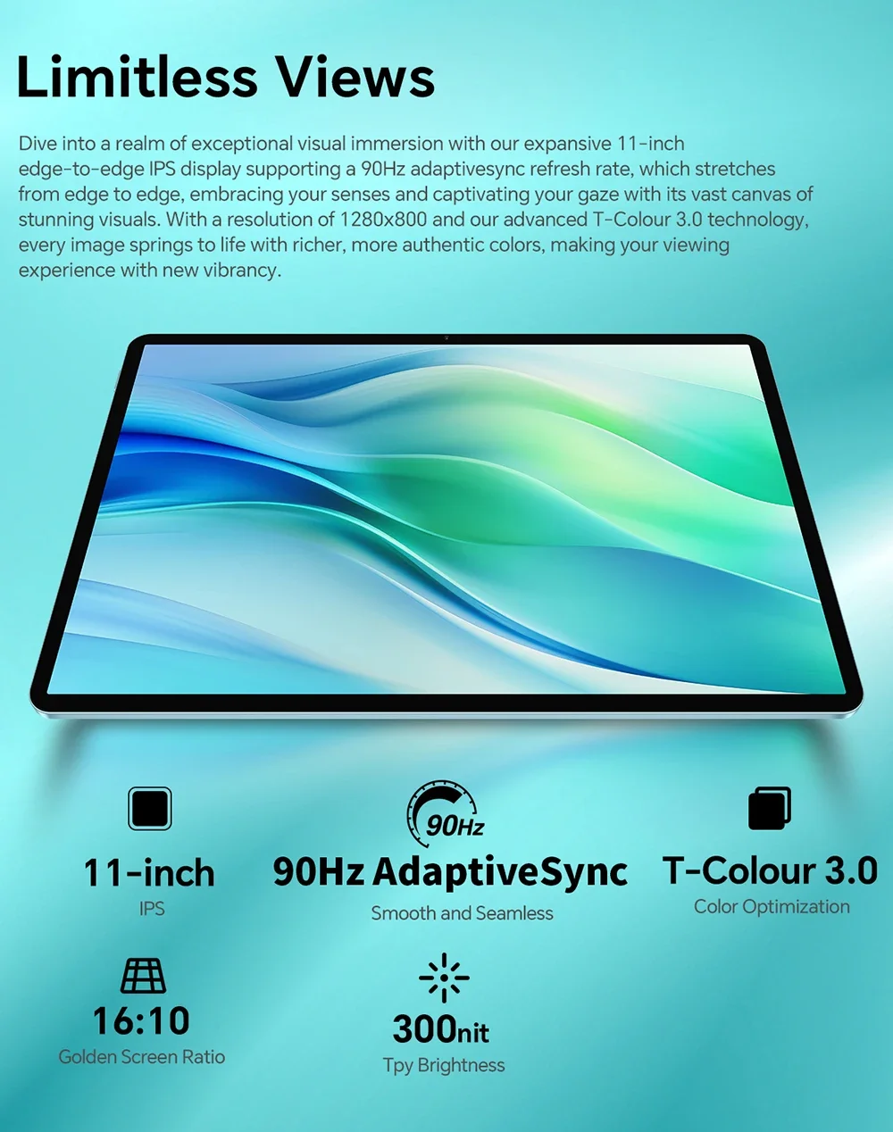 جهاز لوحي TECLAST P50 (2025) 11 إنش IPS بتردد 90Hz وأندرويد 15 وLTE، 8GB رام، 128GB، أزرق - Thumbnail 7