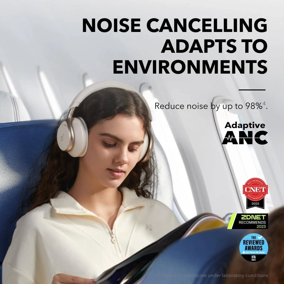 Anker Soundcore Space One ANC Headphones, 2X Voice Reduction, 40H ANC, Bluetooth 5.3, White - Image 7