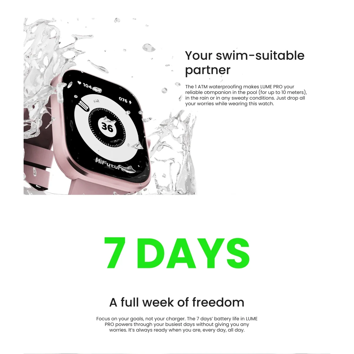 HiFuture LUME Pro Smartwatch 1.85-inch AMOLED Display with Wireless Calling, Dark Green - Thumbnail 7