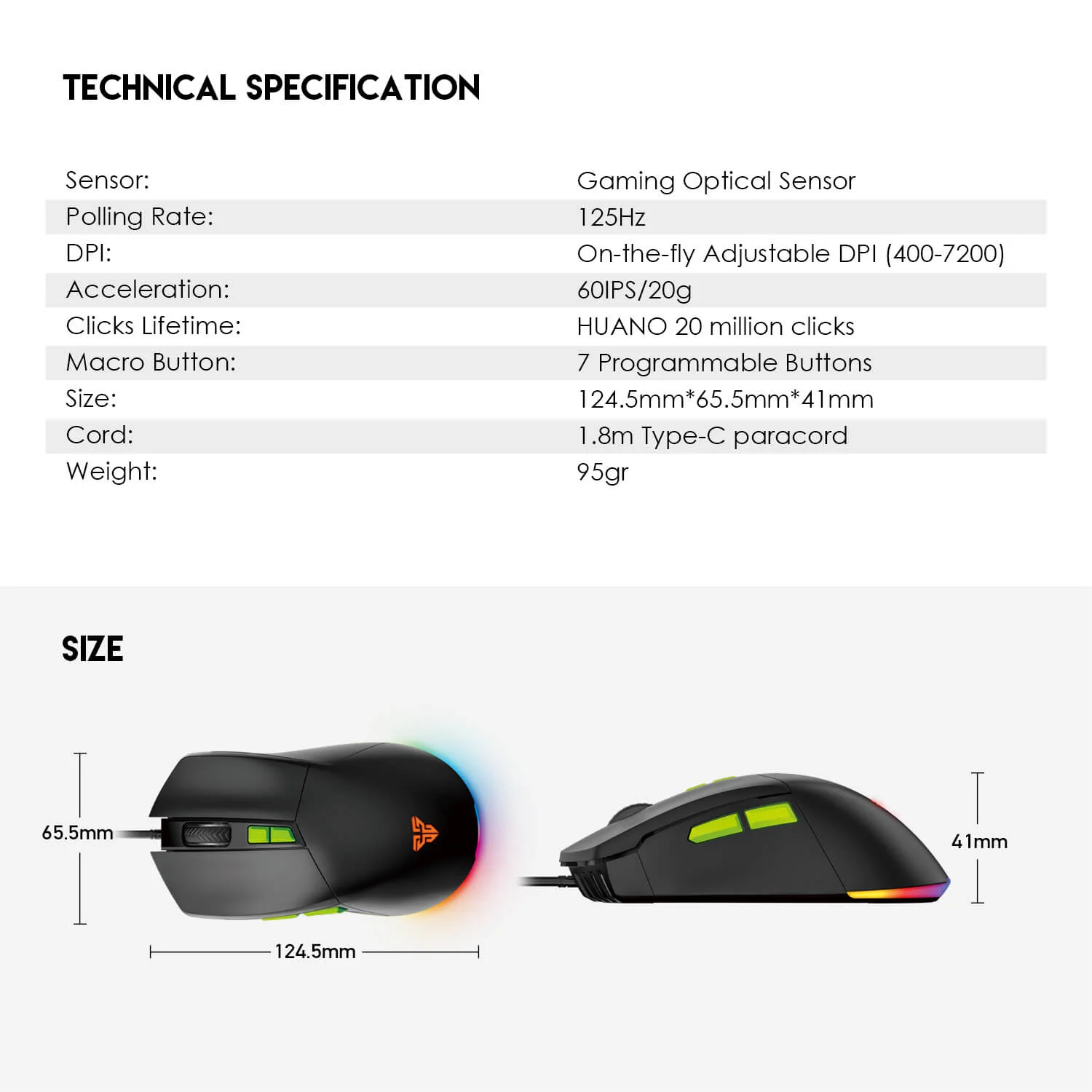 ماوس ألعاب Fantech Phantom II VX6 - أسود - Image 6
