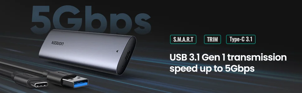 حاوية SSD M.2 SATA NGFF من Ugreen ألمنيوم USB 3.1 - Thumbnail 9