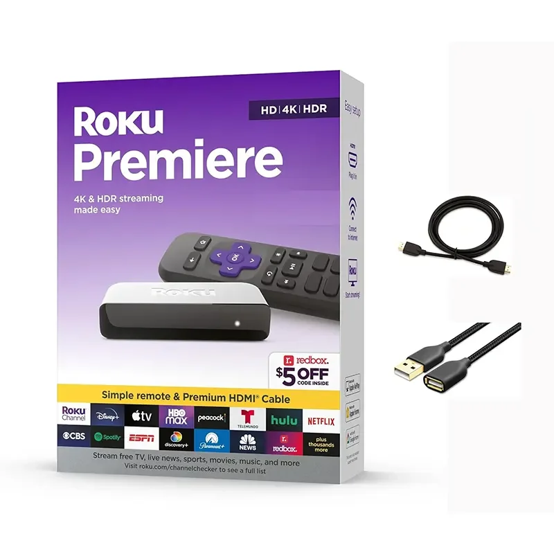جهاز بث Roku Premiere بدقة 4K/HDR، رام 1GB وتخزين 512MB ومعالج رباعي النواة – 3920RW-SW