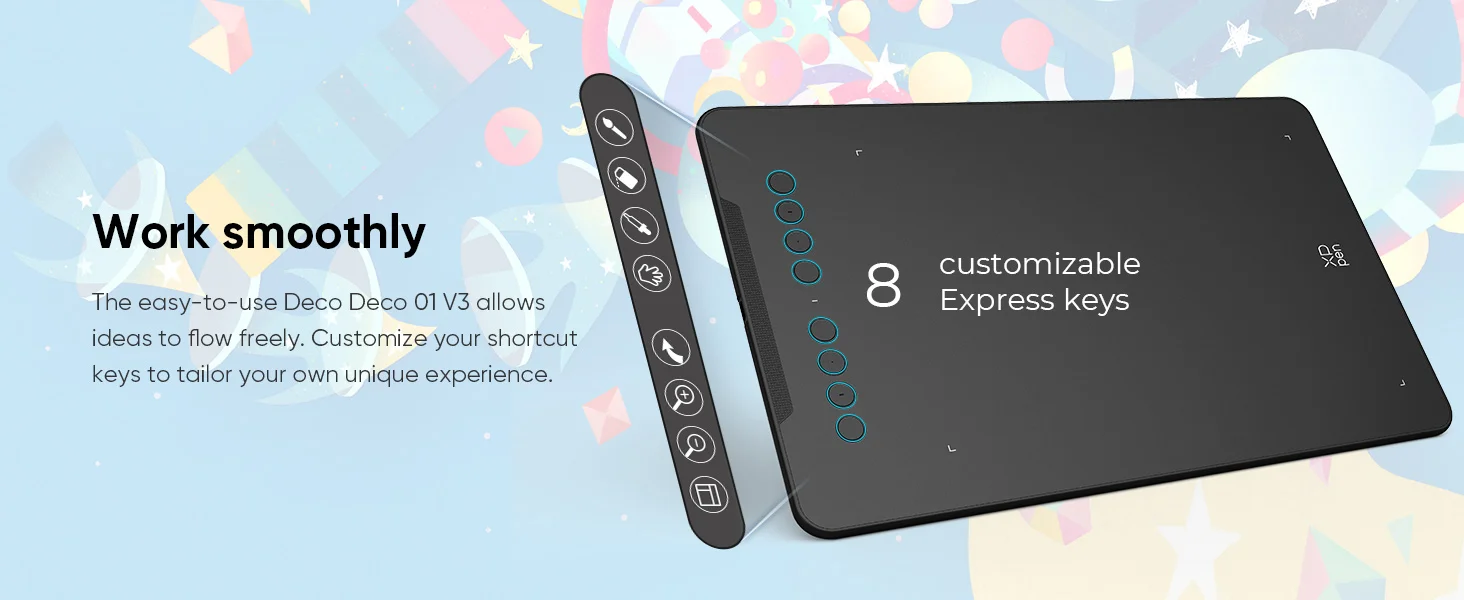 لوح رسم XPPen Deco 01 V3 10x6 إنش مع قلم بدون بطارية و16384 مستوى ضغط و8 أزرار اختصار - Image 24