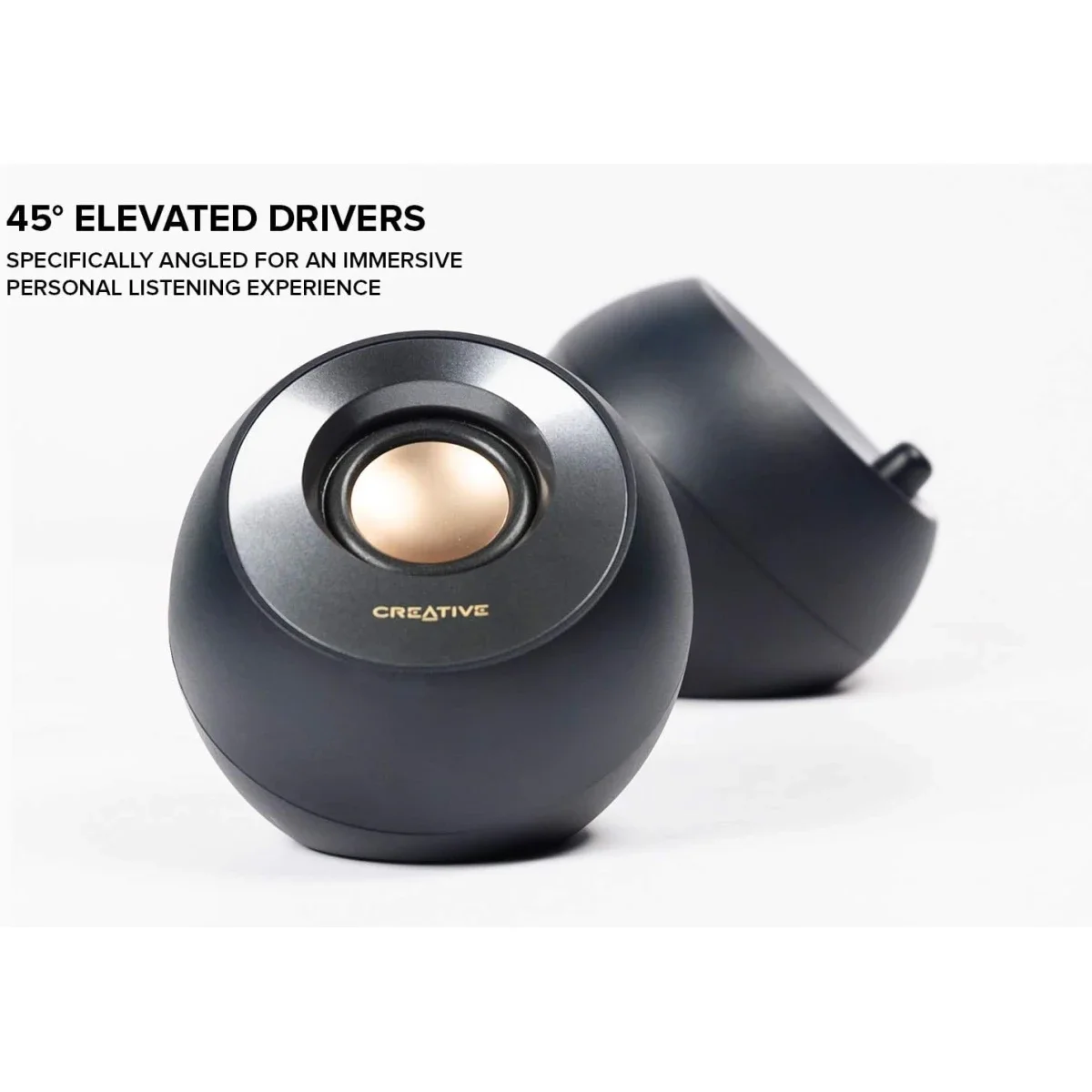 Creative Pebble V2 2.0 USB-C Powered Desktop Speakers with 3.5mm AUX-In, 8W RMS - Black - Image 6