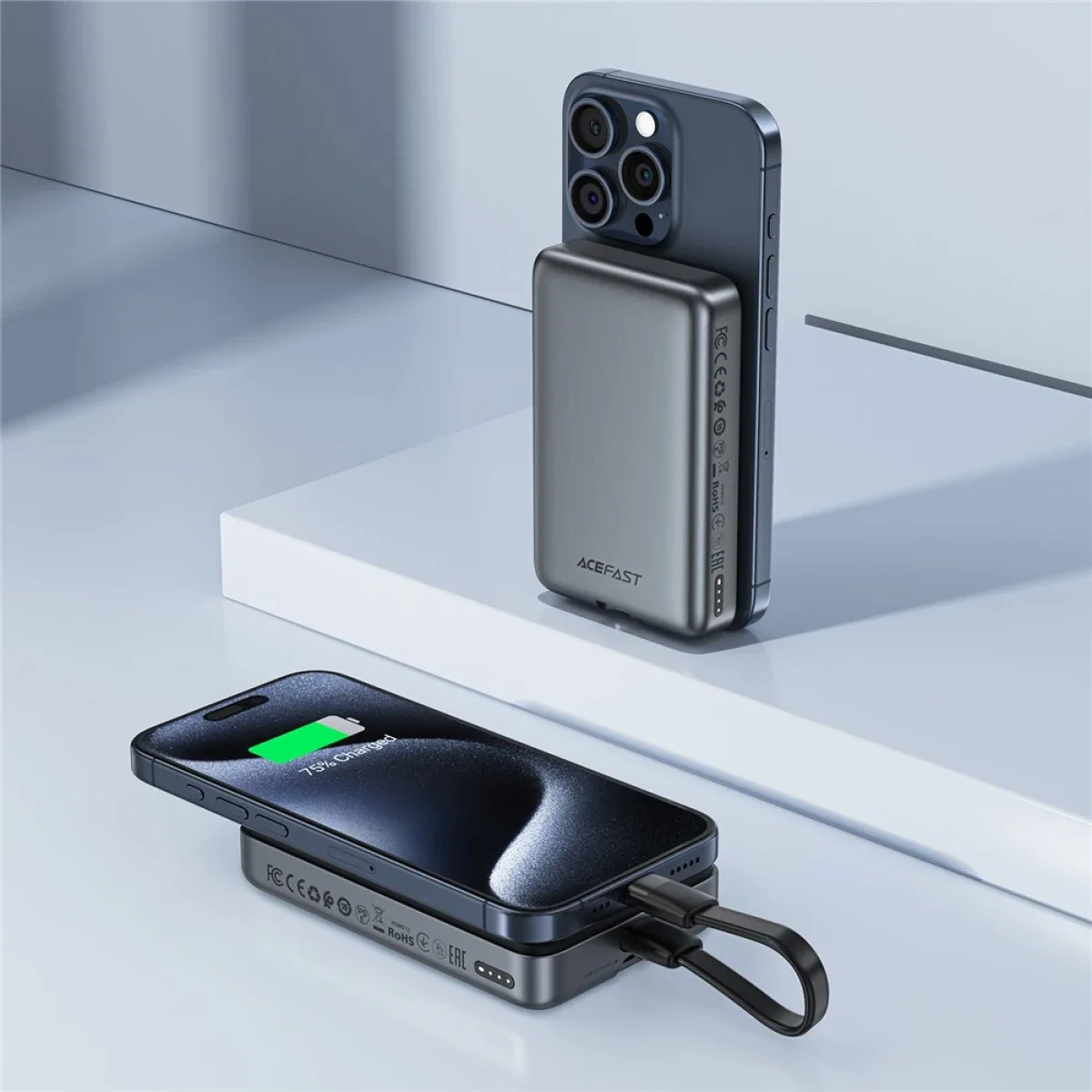 ACEFAST M10 10000mAh Magnetic Wireless Power Bank with PD 30W and 15W Charging - Black - Image 5