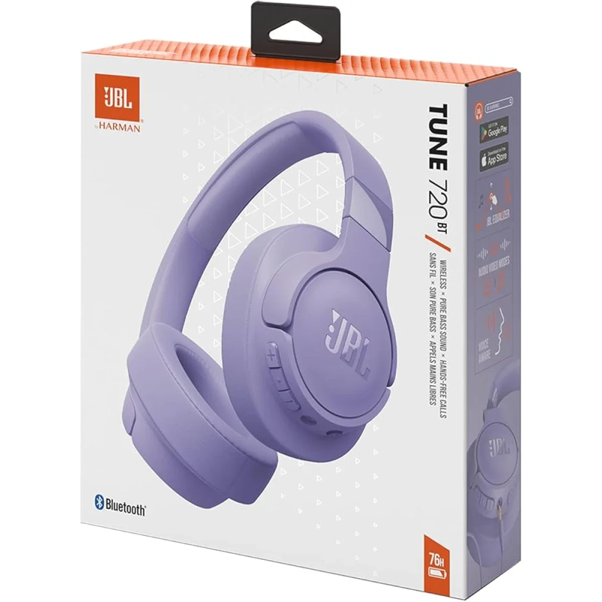 JBL Tune 720BT Wireless Over-Ear Headphones, Bluetooth 5.3, 76H Battery, Purple