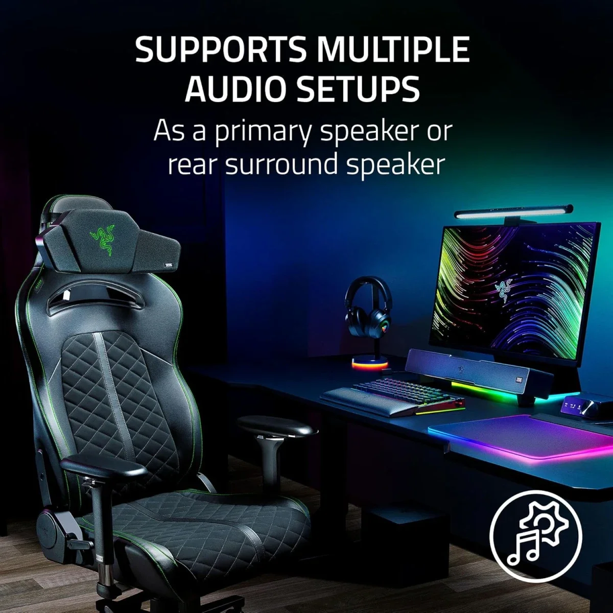 وسادة رأس بمكبر صوت لاسلكي Razer Clio مع صوت THX Spatial وبلوتوث وUSB-C - Image 4