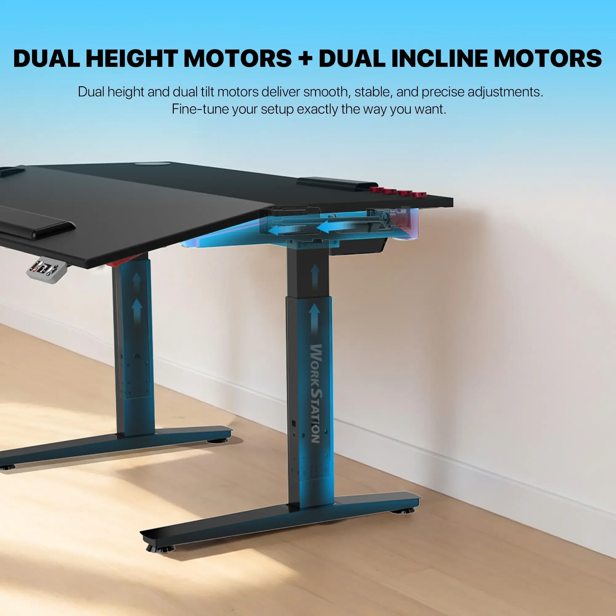 Fantech DW314 Workstation Zurich Electric Sit-Stand Tilt Height Adjustable Magnetic Gaming Desk - Image 6