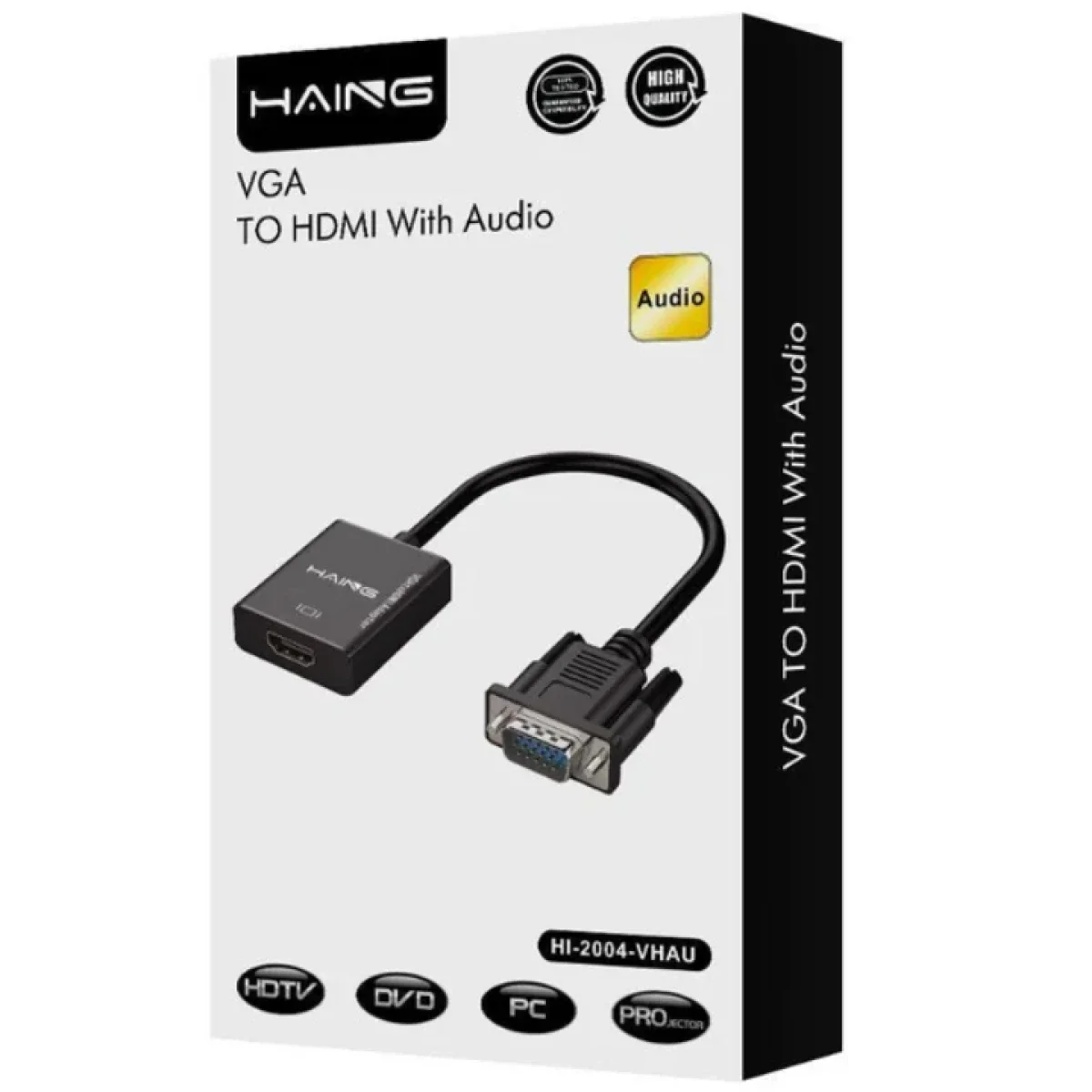 محول HAING من VGA ذكر إلى HDMI أنثى مع صوت بطول 20 سم