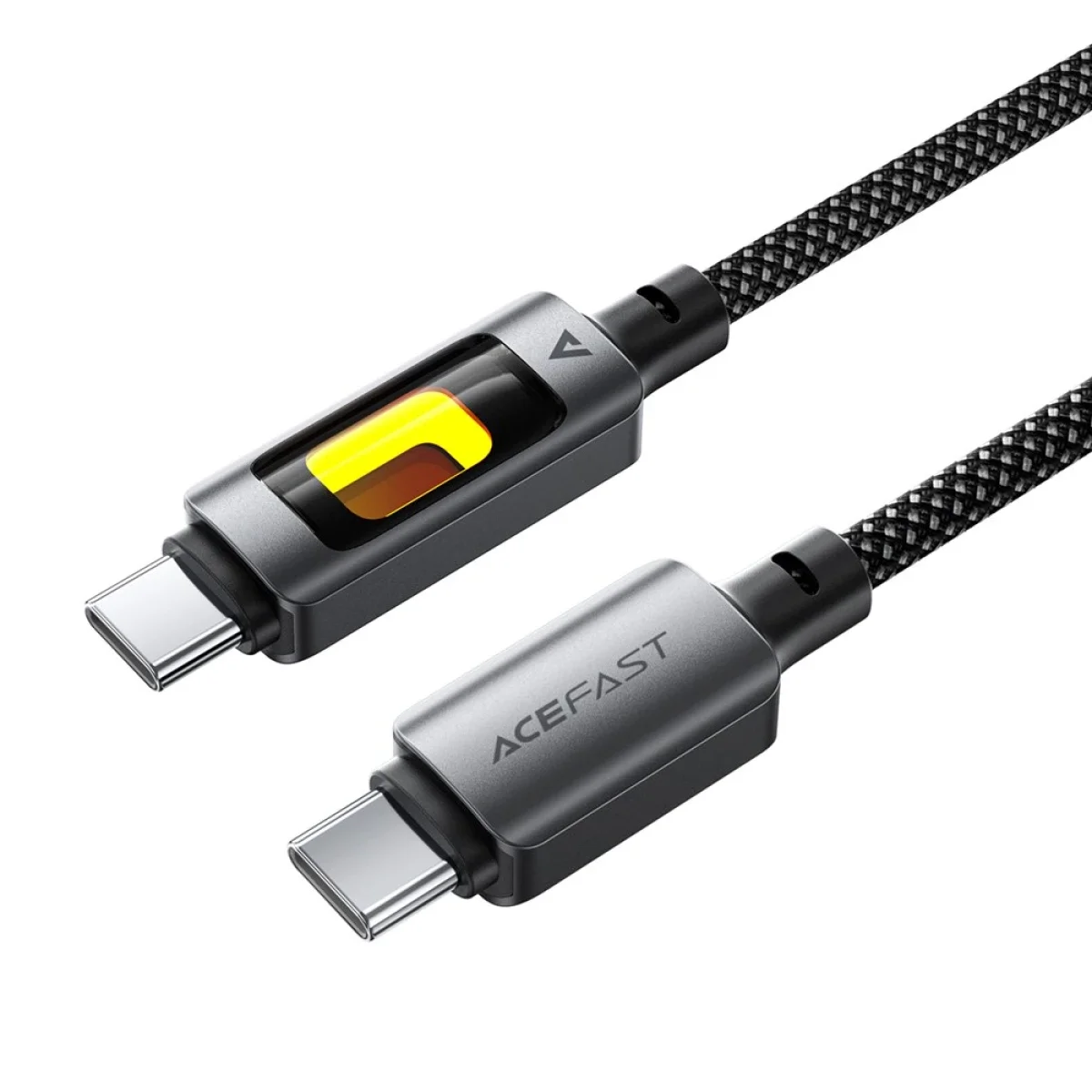 كابل ACEFAST C21-03 مضفر USB-C إلى USB-C بطول 1.2 متر وقدرة 60 واط بإضاءة ملونة - أسود - Thumbnail 2