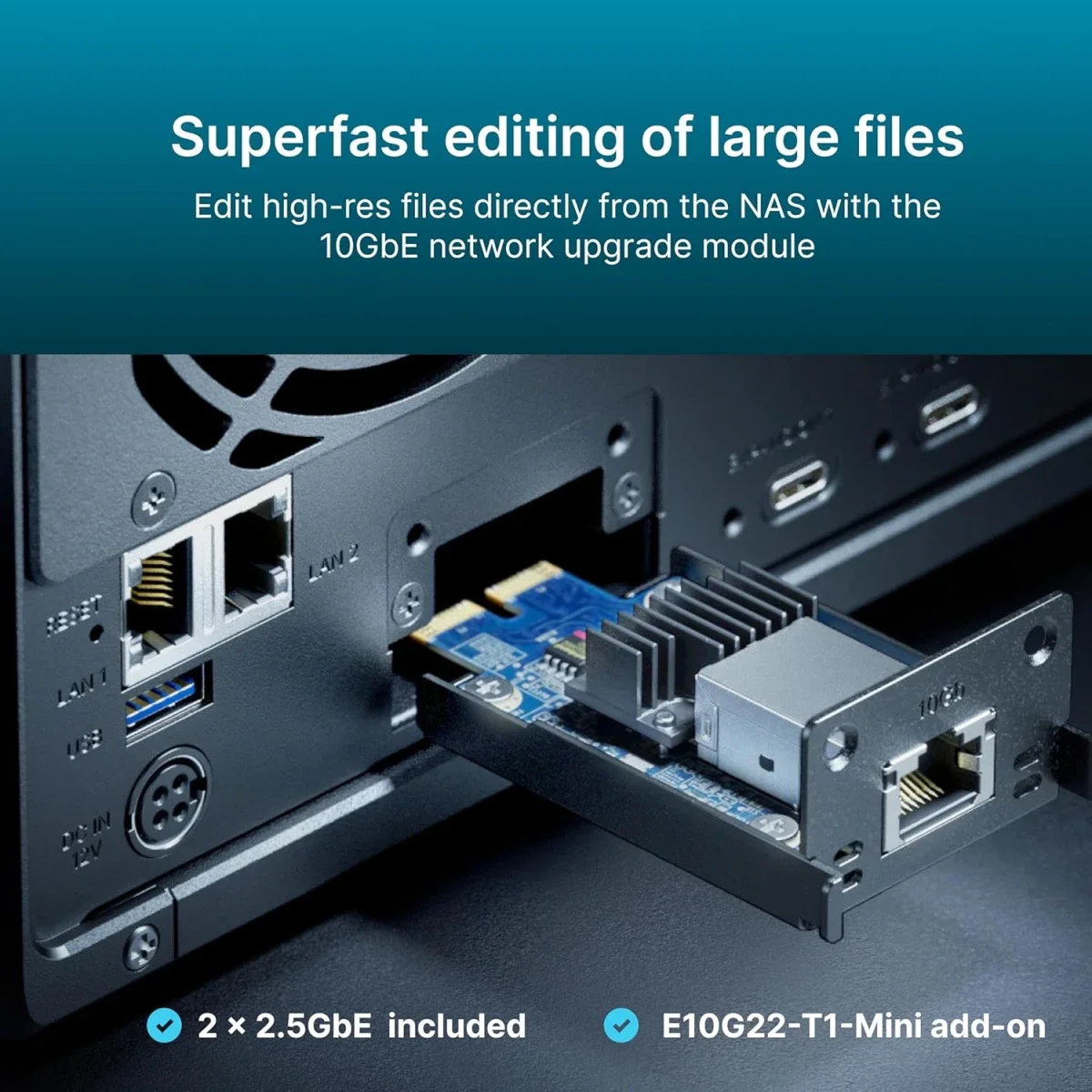 خادم NAS بدون أقراص Synology DiskStation DS1525neo+ بخمس فتحات، معالج AMD Ryzen V1500B ثماني النواة وذاكرة DDR4 بسعة 4GB - Image 6