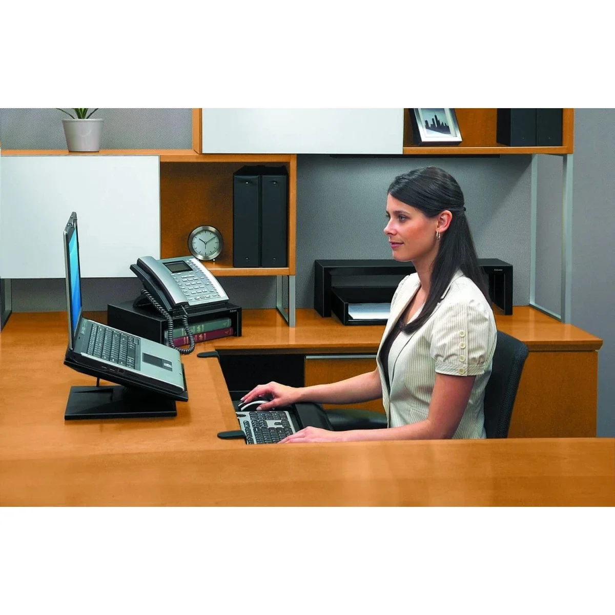 Fellowes 8038401 Designer Suites Laptop Riser, Black - Thumbnail 2