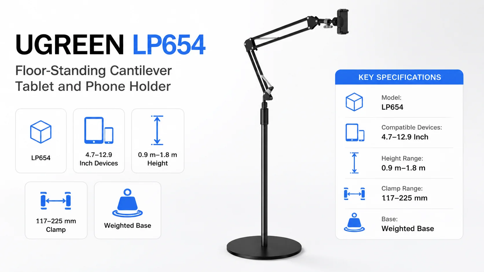 UGREEN LP654 Floor-Standing Tablet and Phone Holder - Image 6