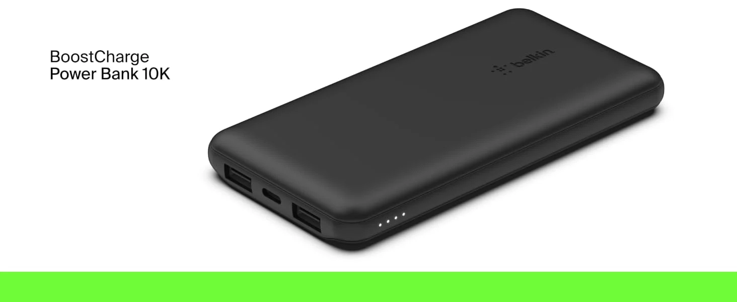 Belkin BoostCharge 10,000mAh USB-C Power Bank with 2 USB-A Ports, 15W - Black - Thumbnail 7