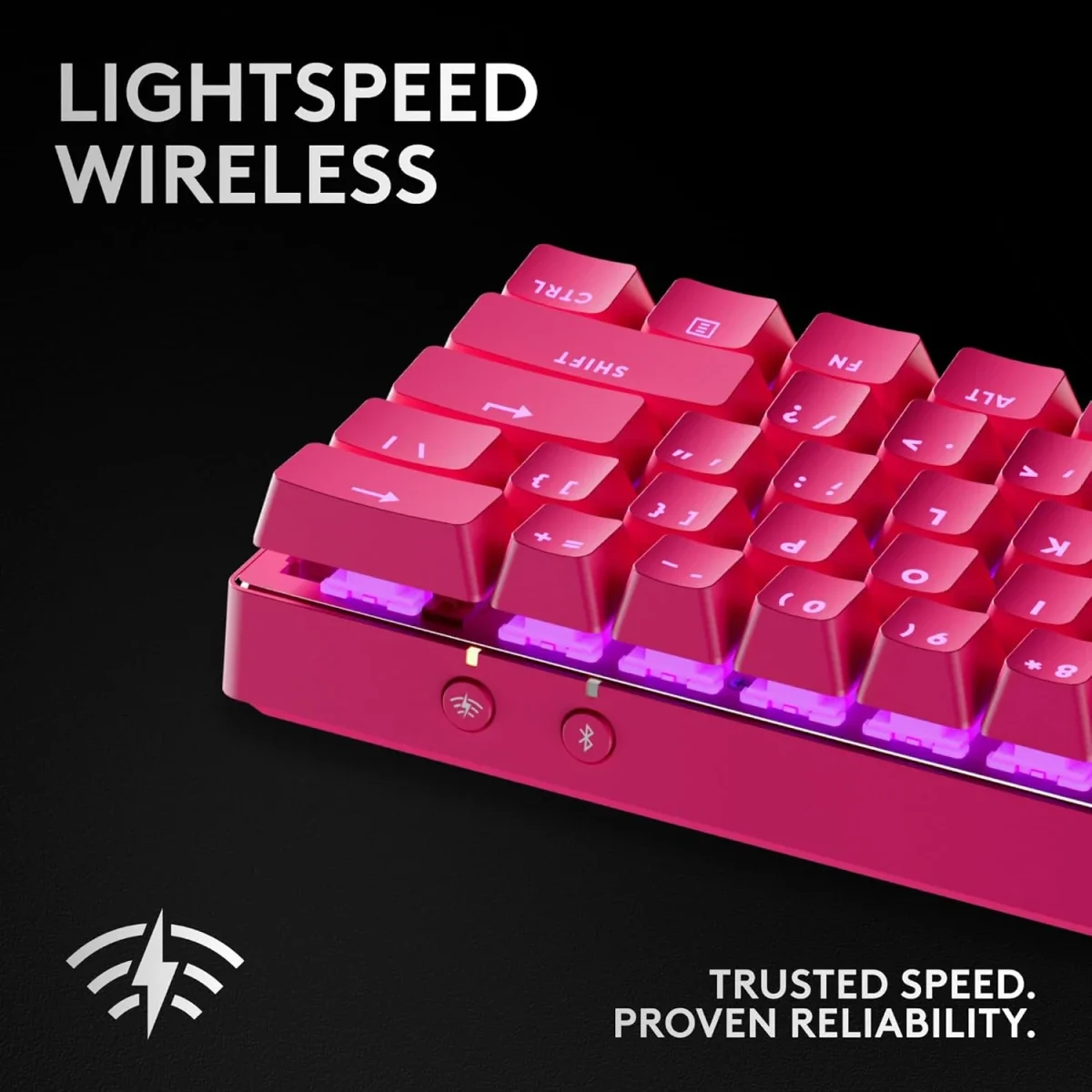لوحة مفاتيح ألعاب Logitech G PRO X 60 LIGHTSPEED ميكانيكية لاسلكية 60% بمفاتيح GX البصرية اللمسية - أرجواني - Thumbnail 3
