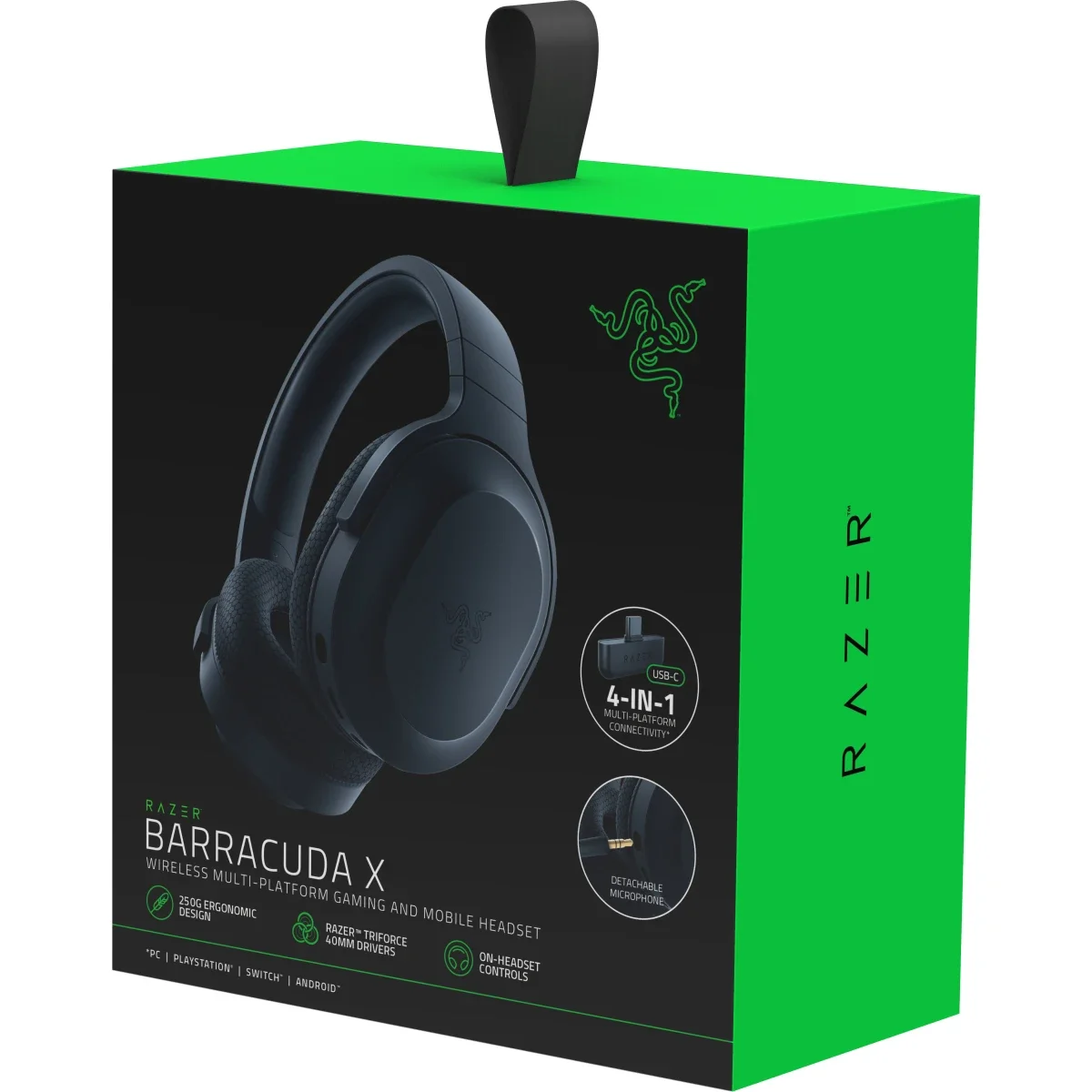 Razer Barracuda X Wireless Gaming & Mobile Headset with Bluetooth, 40mm Drivers, Detachable Mic, 50-Hour Battery - Black