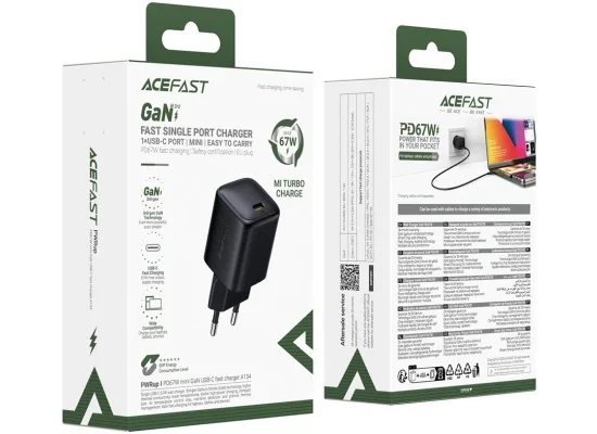 ACEFAST A134 67W Mini GaN USB-C Fast Charger EU Plug - Black - Thumbnail 8