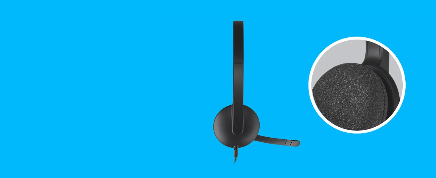 سماعة رأس Logitech H340 سلكية ستيريو USB مع ميكروفون عازل للضوضاء، أسود - Thumbnail 6