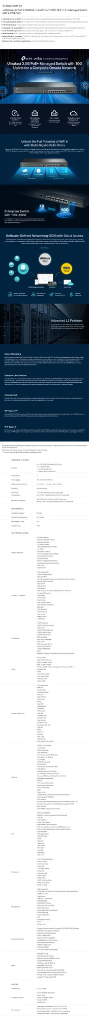 سويتش TP-LINK TL-SG3210XHP-M2 جيت ستريم 8 منافذ 2.5G L2+ مُدار مع PoE+ ومنفذي 10G SFP+ - Image 8