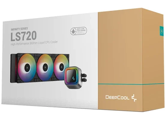 مبرد معالج مائي DeepCool LS720 بحجم 360 مم وإضاءة ARGB وغطاء مرآة لا نهائية - أسود