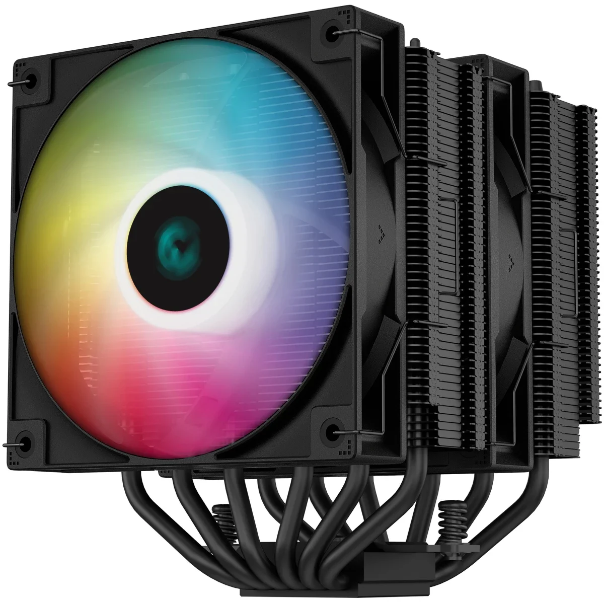 مبرد معالج هوائي DeepCool GAMMAXX أسود ببرجين وإضاءة ARGB، قدرة 260 واط و6 أنابيب نحاسية ومروحة PWM قياس 120 مم AG620 BK ARGB - Image 3