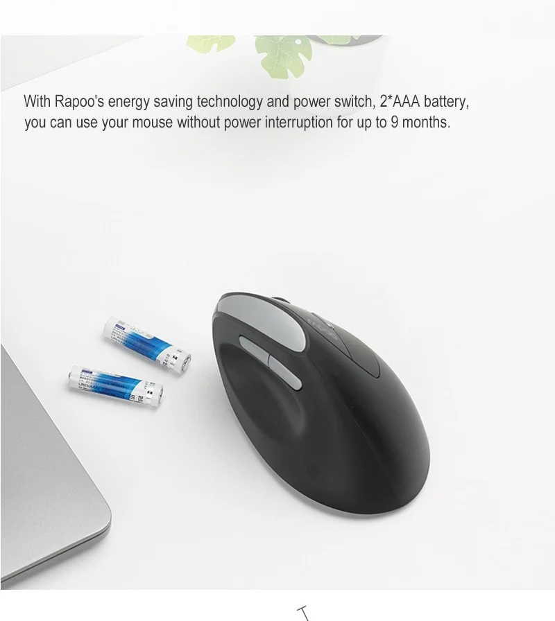 ماوس Rapoo MV20 عمودي لاسلكي 2.4G، 6 أزرار، مستقبل USB نانو وDPI قابل للضبط - Thumbnail 8