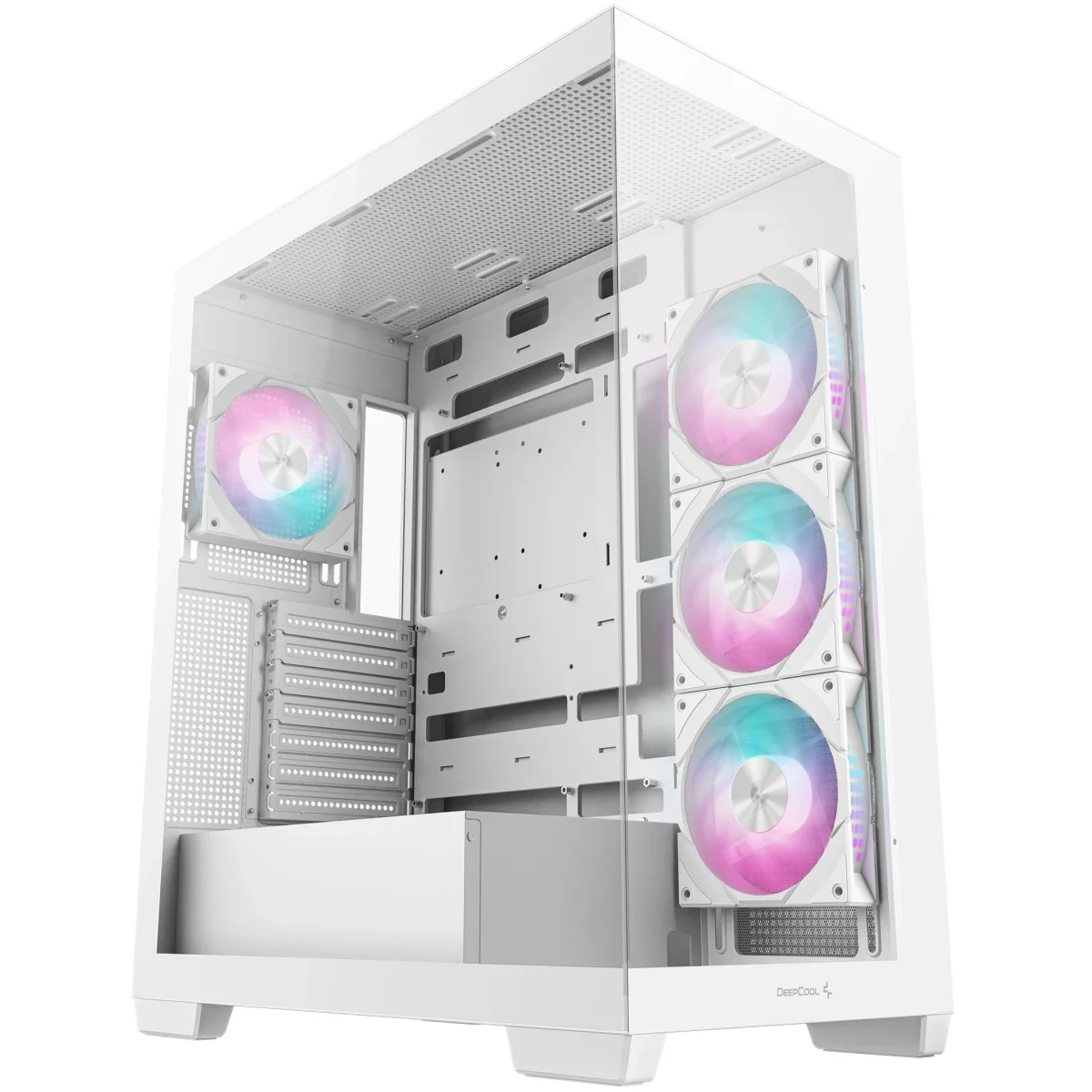 كيس كمبيوتر DeepCool CG580 4F بانورامي ATX ميد تاور مع 4 مراوح مثبتة مسبقًا، أبيض - Thumbnail 2