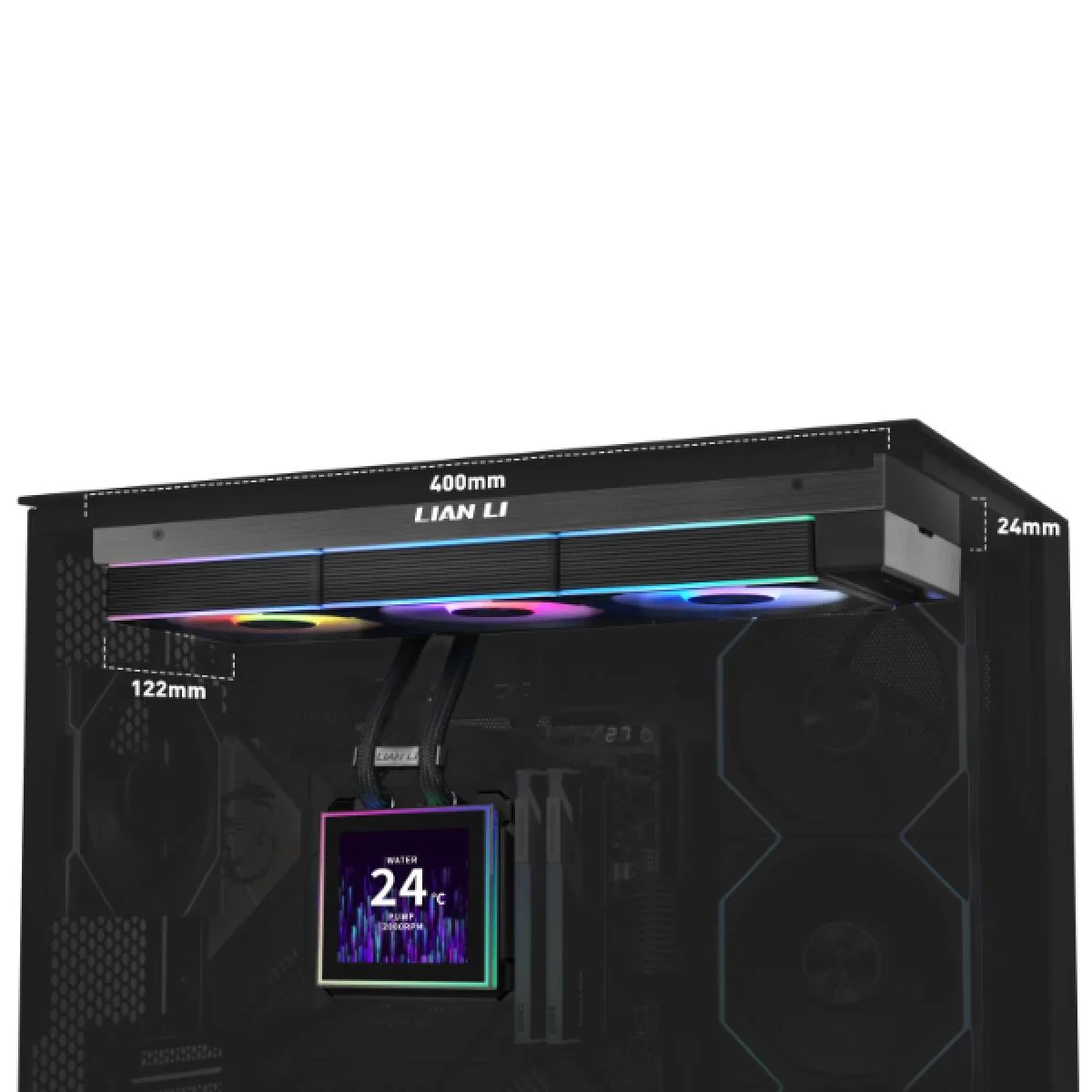 مبرد سائل للمعالج LIAN LI HydroShift II LCD-S 360 أسود ARGB - Image 3