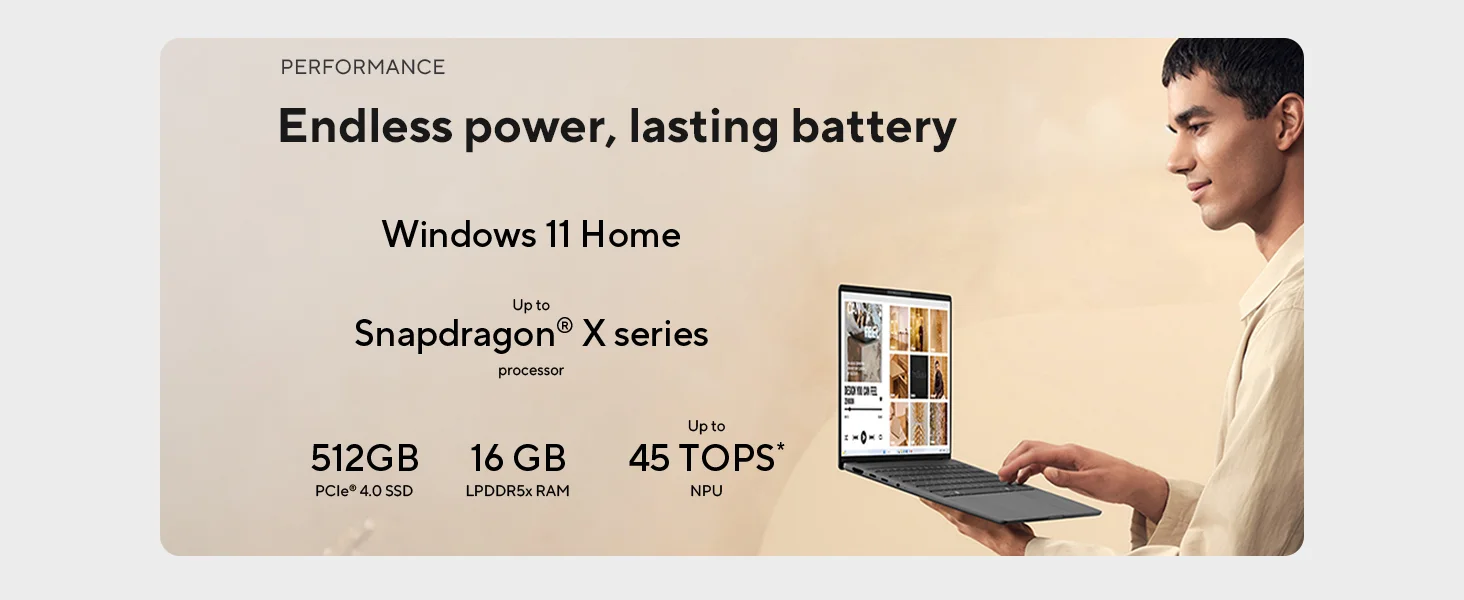Asus Zenbook A14 (2024) UX3407RA Laptop 14.0-inch OLED Snapdragon X Elite X1E-78-100 16GB RAM 1TB SSD Iceland Gray - Image 16