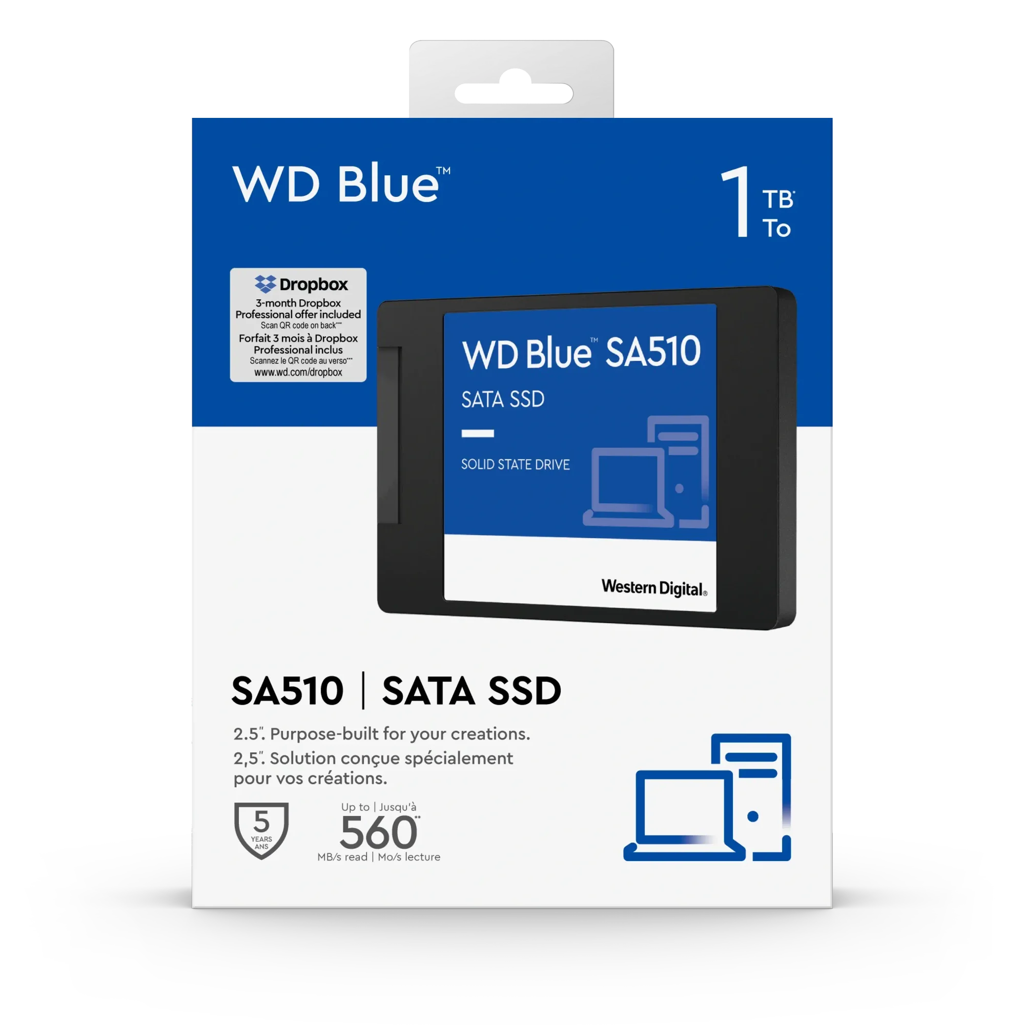 قرص SSD Western Digital WD Blue SA510 بسعة 1TB SATA مقاس 2.5 إنش