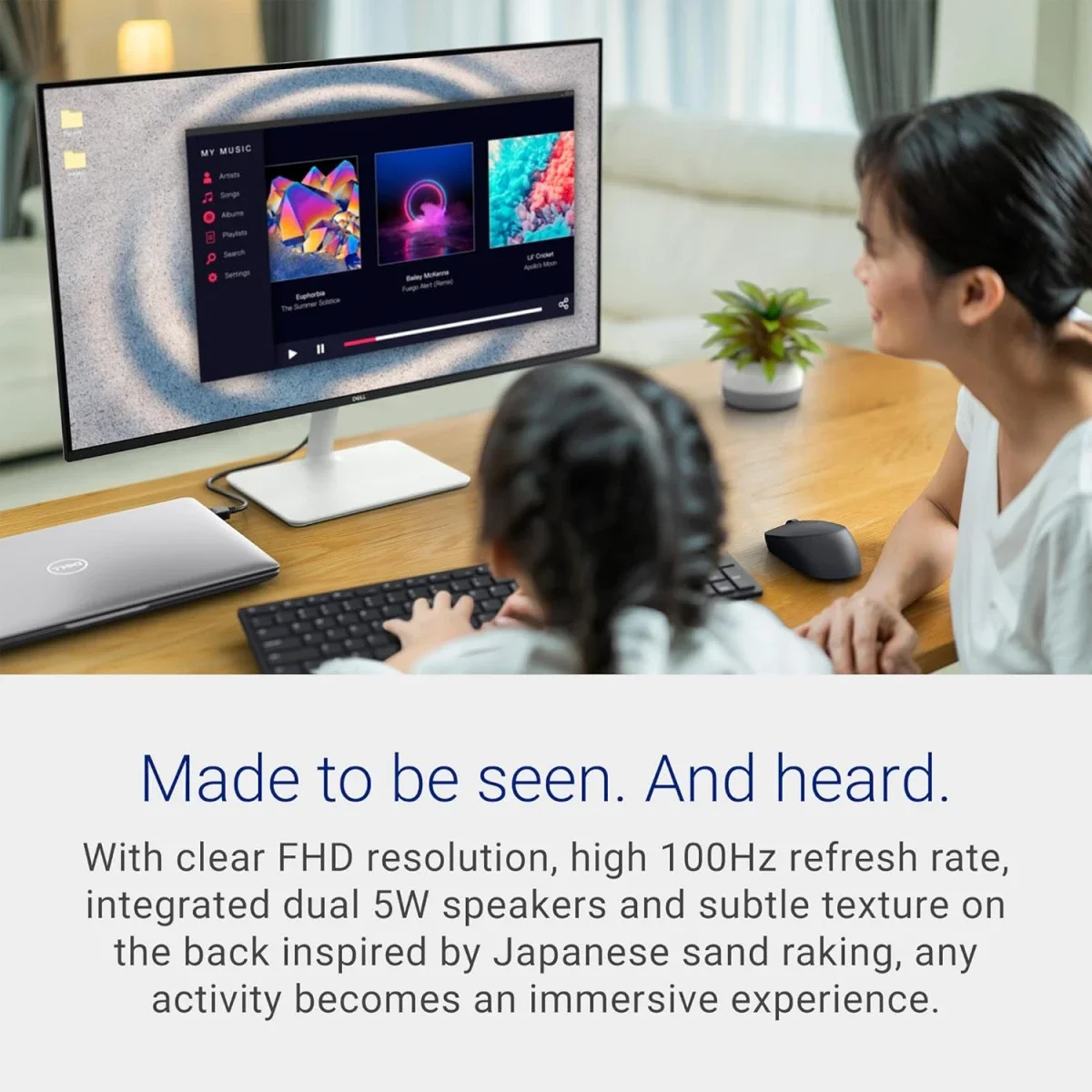 شاشة Dell S2725H 27 إنش IPS فل إتش دي 100 هرتز مع سماعات مزدوجة و2 HDMI باللون الأبيض - Image 3