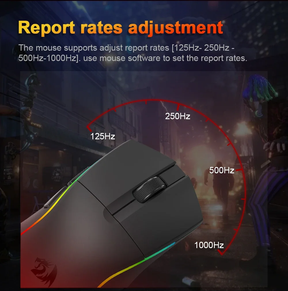 ماوس ألعاب Redragon Deicide M816 Pro لاسلكي ثلاثي الوضع، 26000 DPI، 61g، أسود - Thumbnail 12