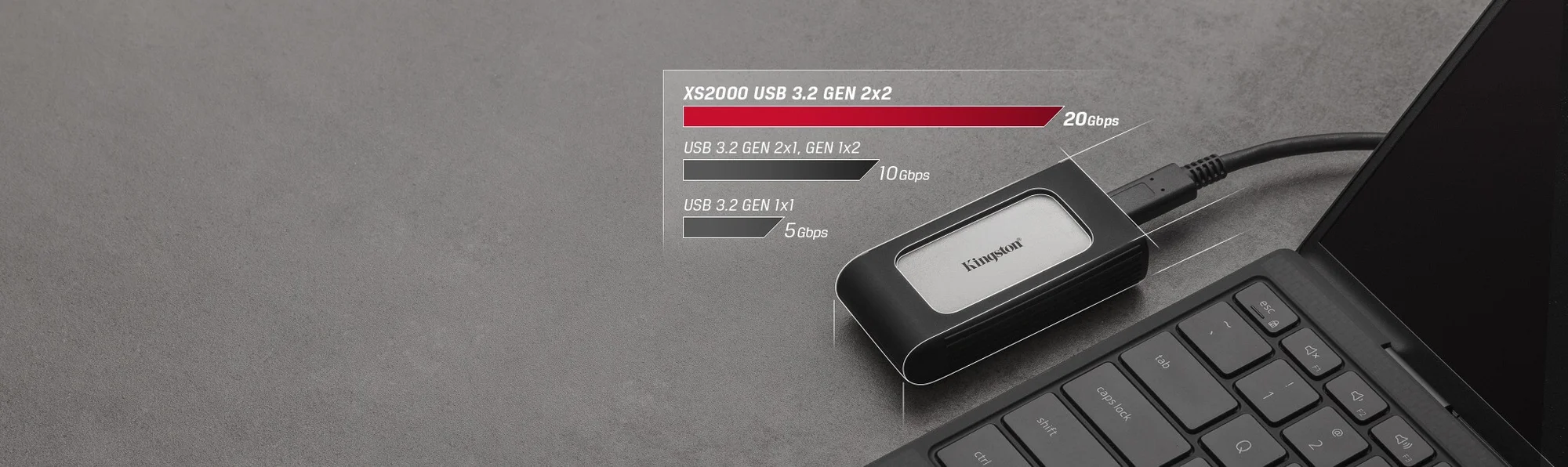 هارديسك خارجي محمول تصميم صغير بحجم الجيب سعة SSD Kingston XS2000 - 4TB - Image 4