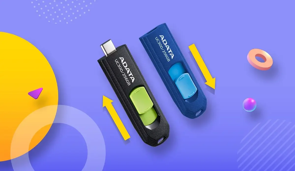 فلاش ذاكرة USB ADATA UC300 سعة 32GB بمنفذ USB-C - Image 1