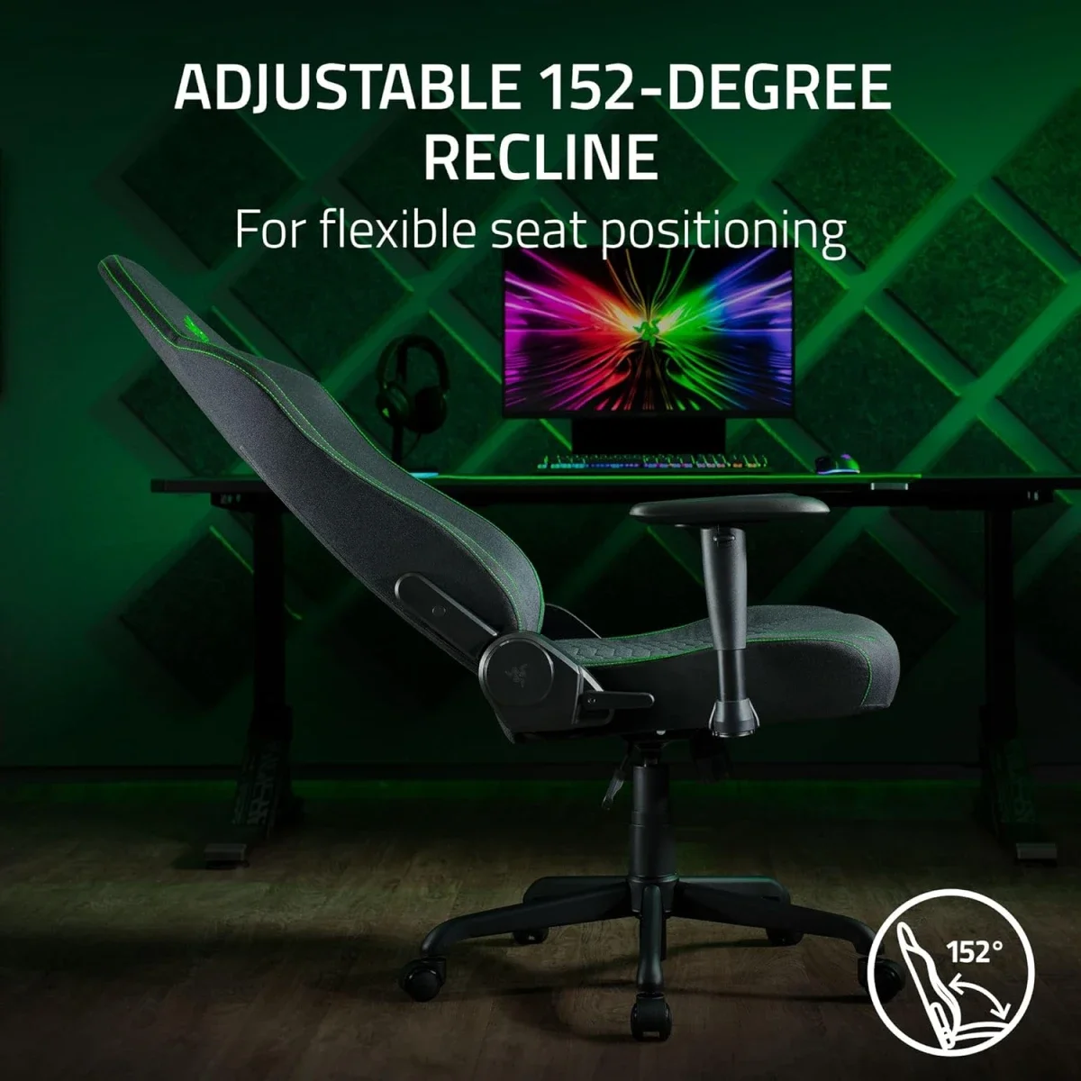 Razer Iskur V2 X Gaming Chair with Built-In Lumbar Support, Fabric, Black - Image 6