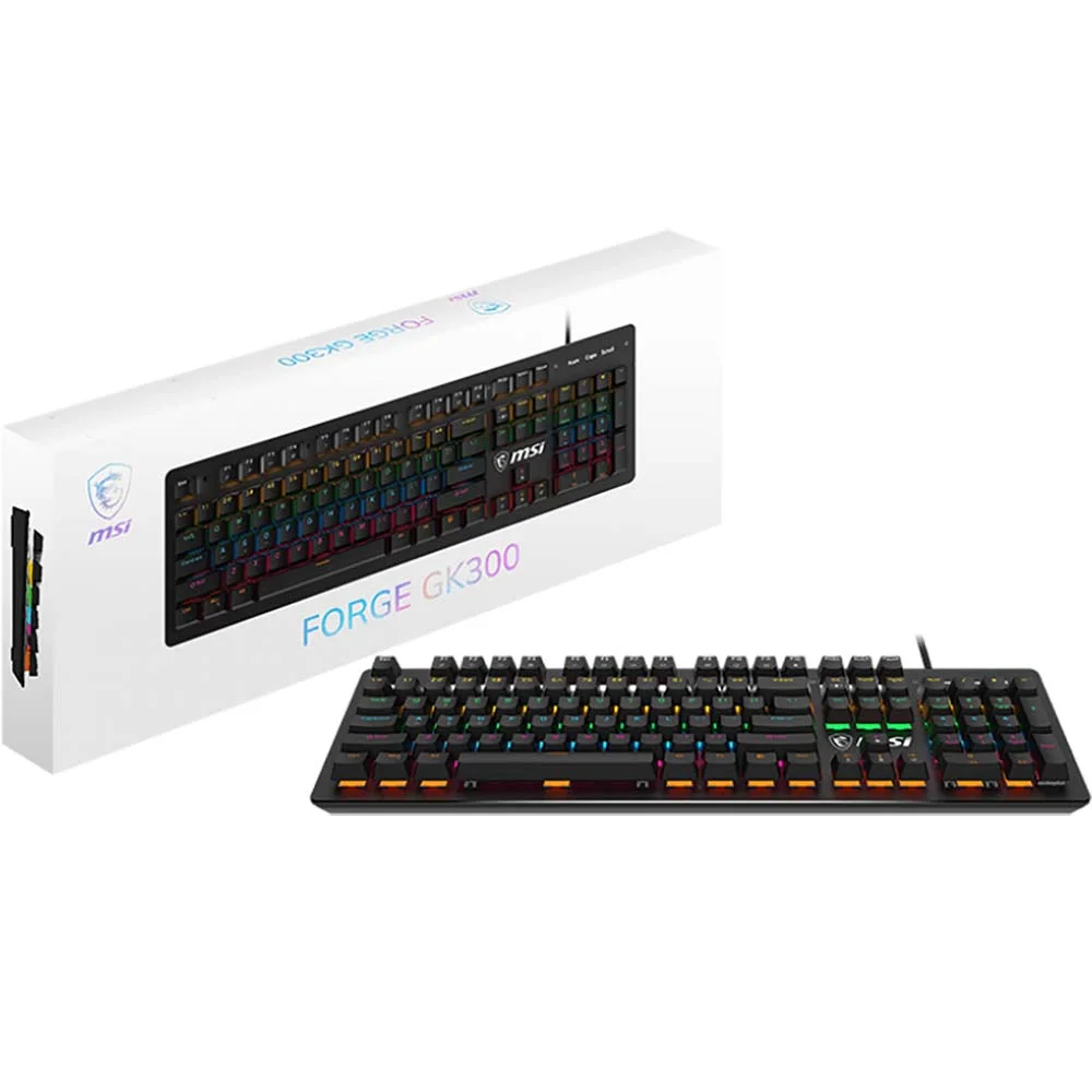 MSI Forge GK300 US Mechanical Keyboard, Blue Switches, Black - Thumbnail 7