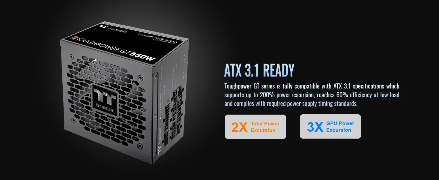 Thermaltake Toughpower GT 850W ATX 3.1 80 PLUS Gold Fully Modular Power Supply Black - Thumbnail 11