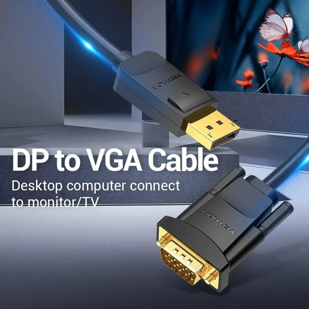 Vention HBLBG DisplayPort to VGA Cable 1.5m Black - Thumbnail 3
