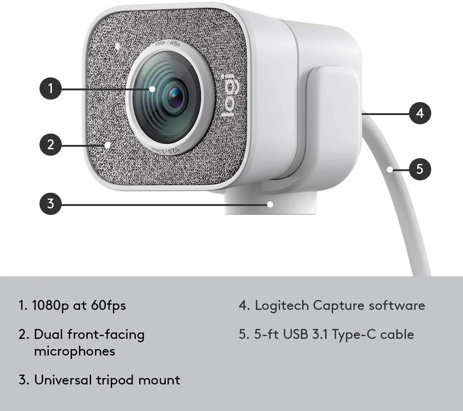 Logitech StreamCam Full HD Stream Webcam - White - Image 7