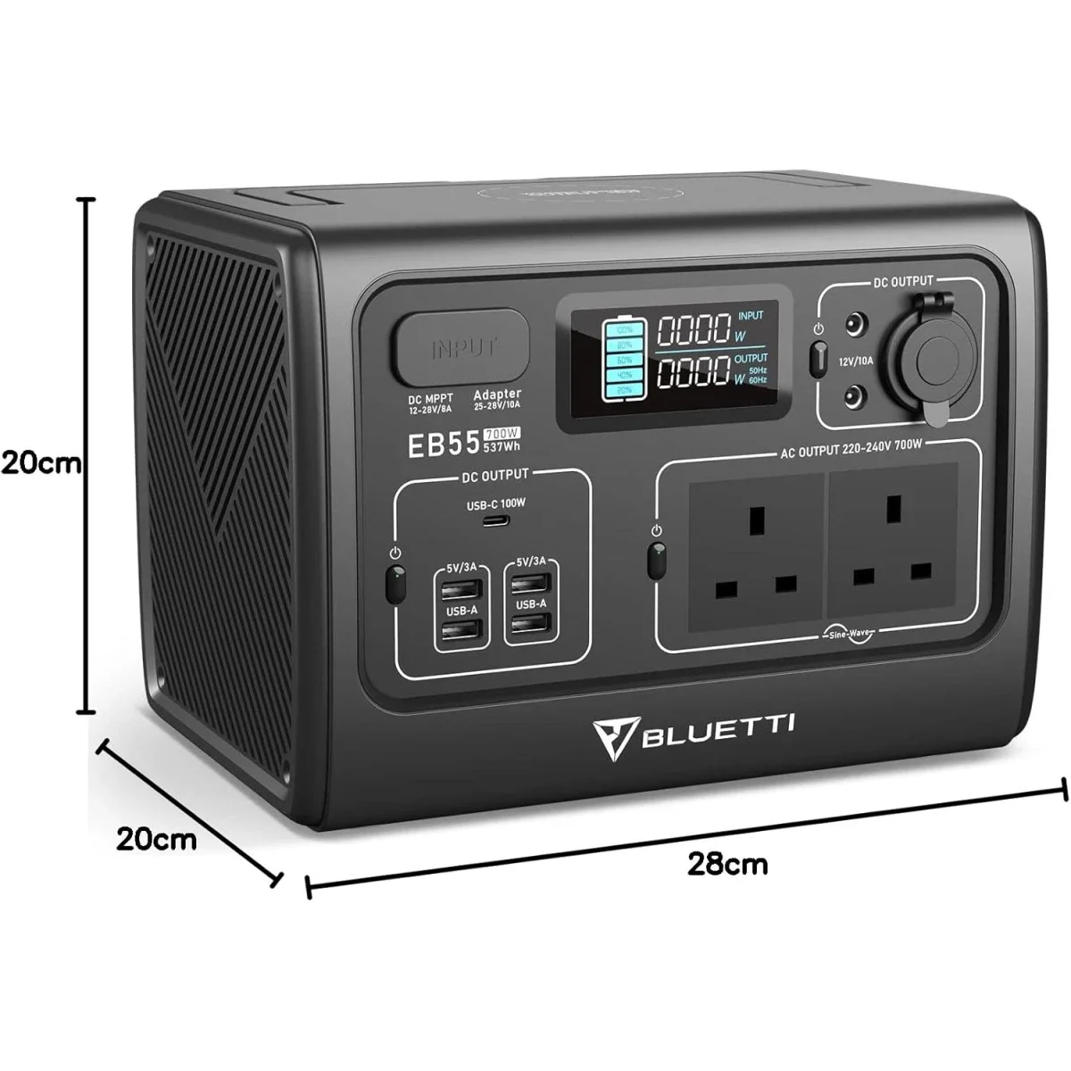 محطة طاقة محمولة BLUETTI EB55 بسعة 537Wh وقدرة 700W LiFePO4 رمادي - Thumbnail 2