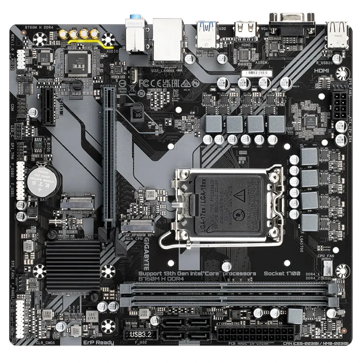GIGABYTE B760 Micro-ATX DDR4 LGA 1700 Motherboard B760M H DDR4 - Thumbnail 3