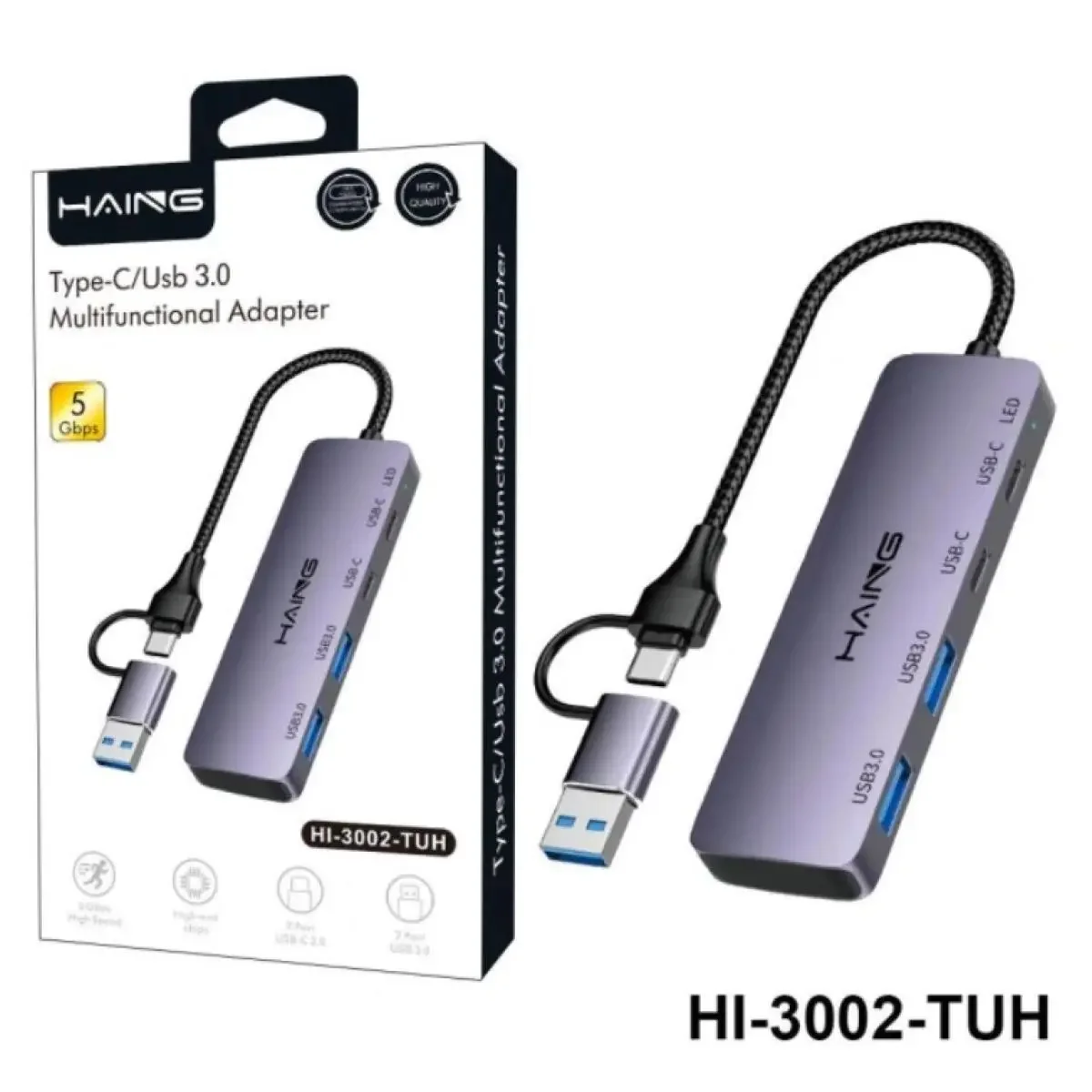 HAING HI-3002-TUH USB 3.0 Type-C 4-Port Multi-Function Hub - Thumbnail 2