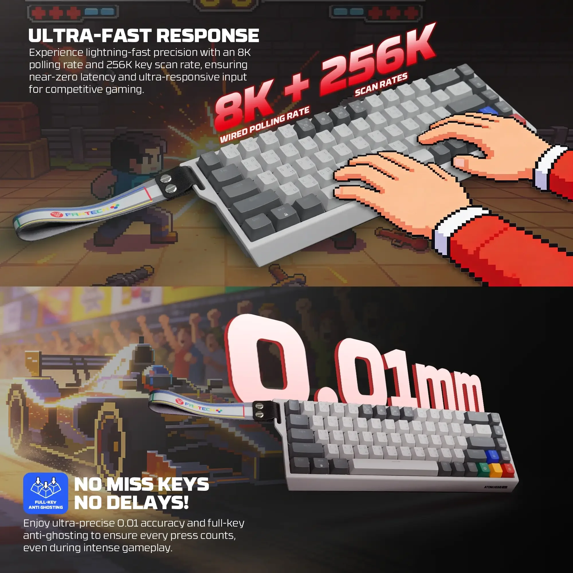 Fantech MK922 ATOM HE68 PRO Wireless Magnetic Gaming Keyboard Super Maxfit Edition Tri-Connection Mode - Image 7